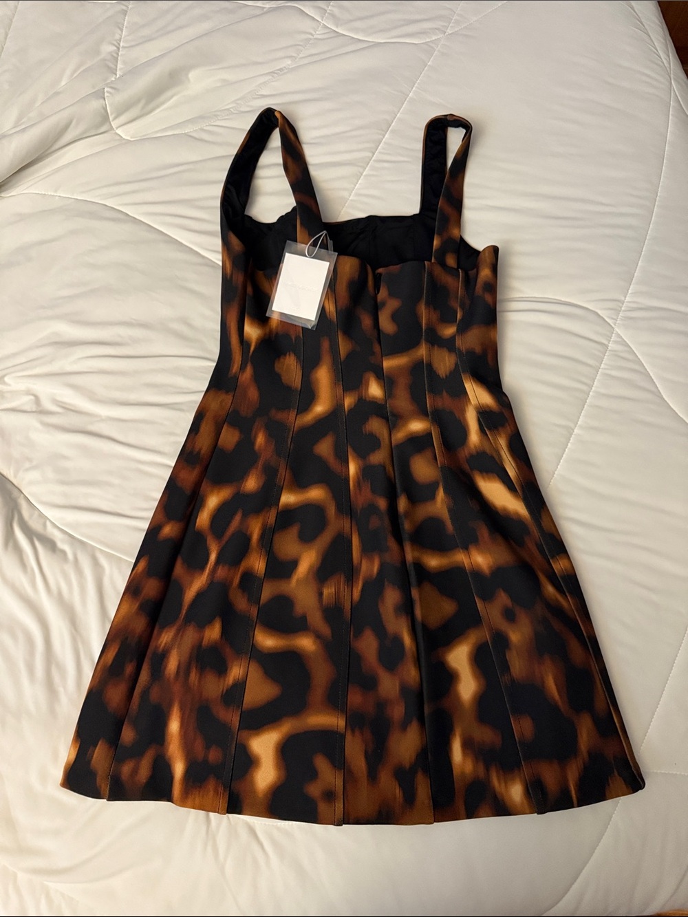naked wardrobe Leopard Print Square Neck Mini Dress - Black & Brown - Picture 3 of 5